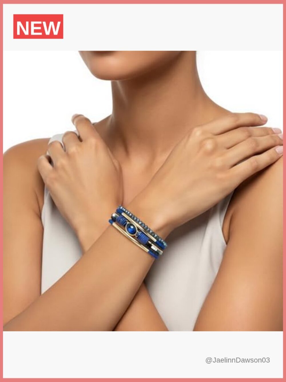 Leather Wrap Bracelet Boho Handmade Multi-Layer Cuff with Crystal Bead Heart - Picture 3 of 7